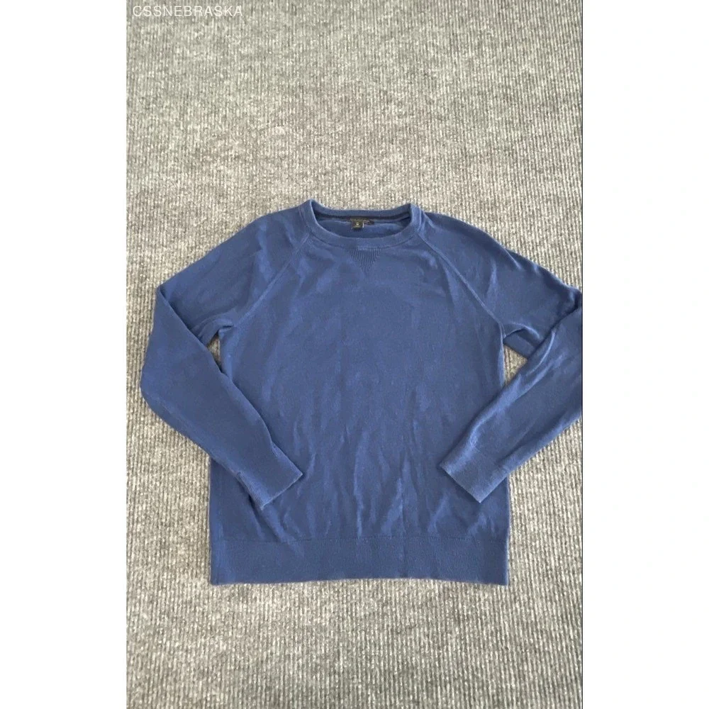 Banana Republic Men's Blue Cotton Slub Crewneck Raglan Sweater Size M Tall